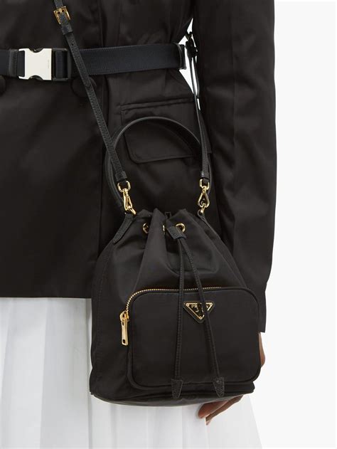 prada leather bucket bag review|Prada black nylon bucket bag.